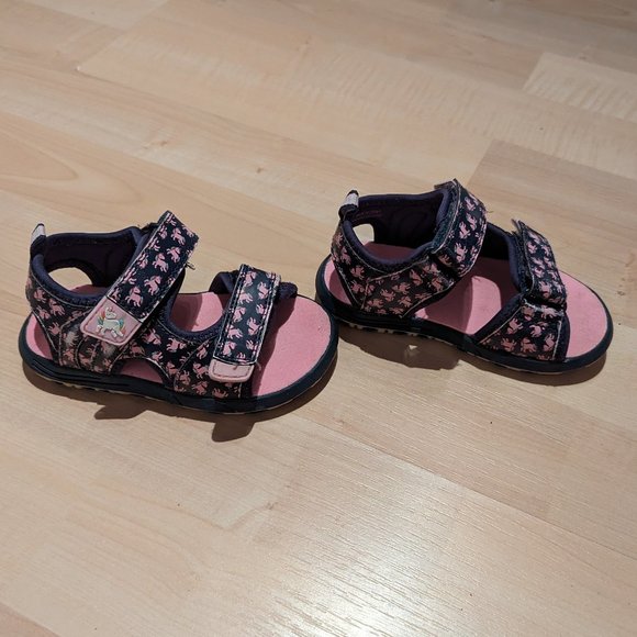 Enchanting Unicorn Velcro Sandals - Pink and Blue, Size 7, Gently Worn - Picture 2 of 4